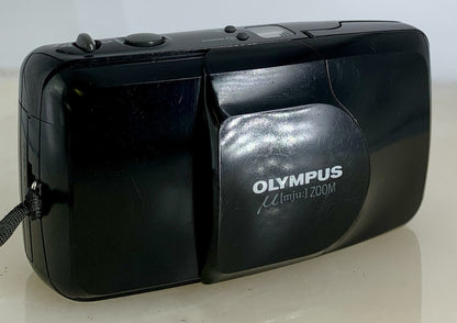 Olympus Mju Zoom 35mm Film Point and Shoot Camera Black Tested #760